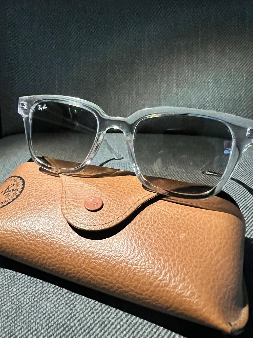 Ray-Ban Clear Frame Sunglasses with Gray Gradient Lenses
